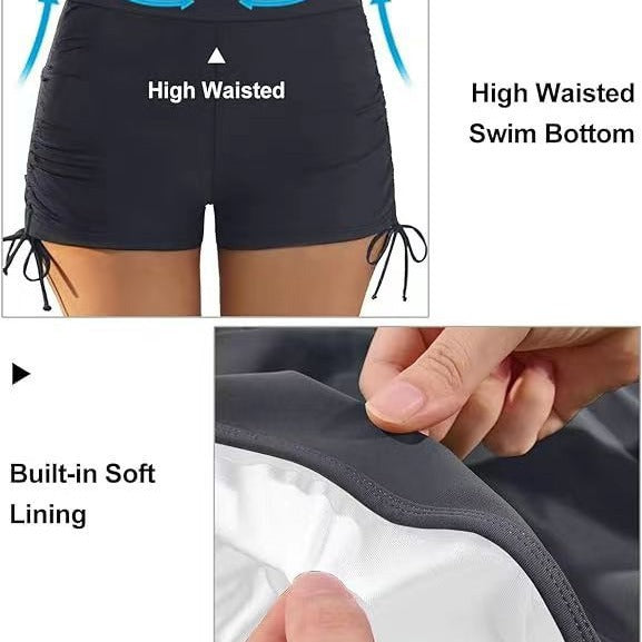 Damen Figurschmeichelnde Badeshorts mit Raffung und Seitenschnürung R&B