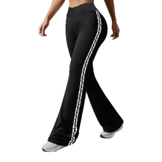 Damen Sportliche Flared-Leggings mit kontrastierenden Seitenstreifen R&B
