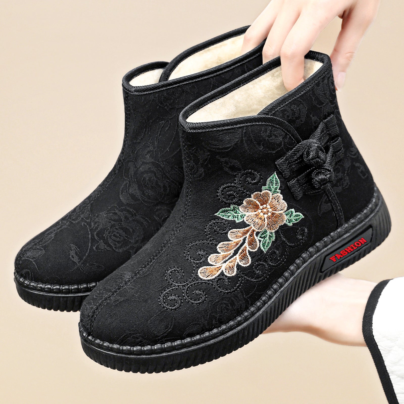 Damen Elegante und modische Stiefeletten mit kunstvoller Bestickung R&B