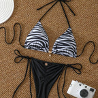 Damen Triangel-Bikini-Set mit modernem ZR&Bra-Muster R&B