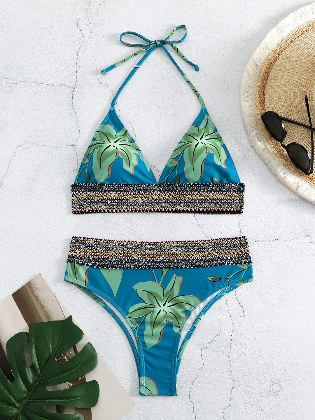 Damen Triangel-Bikini mit floralem Muster und komfortablem Tragekomfort R&B