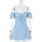 Damen Off-Shoulder Kleid mit Rüschendetails R&B