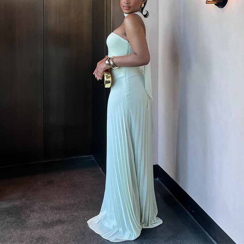 Damen Plissiertes Maxikleid mit elegantem Schulterband und figurschmeichelndem Schnitt R&B