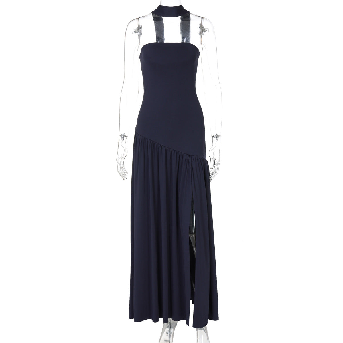 Damen Maxikleid mit raffiniertem Cut-Out-Design und asymmetrischem Saum R&B