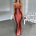 Damen Elegantes Figurbetontes Maxikleid mit Spaghettiträgern