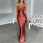 Damen Elegantes Figurbetontes Maxikleid mit Spaghettiträgern
