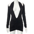 Damen Wickelkleid mit tiefem V-Ausschnitt und Raffungen R&B