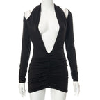 Damen Wickelkleid mit tiefem V-Ausschnitt und Raffungen R&B
