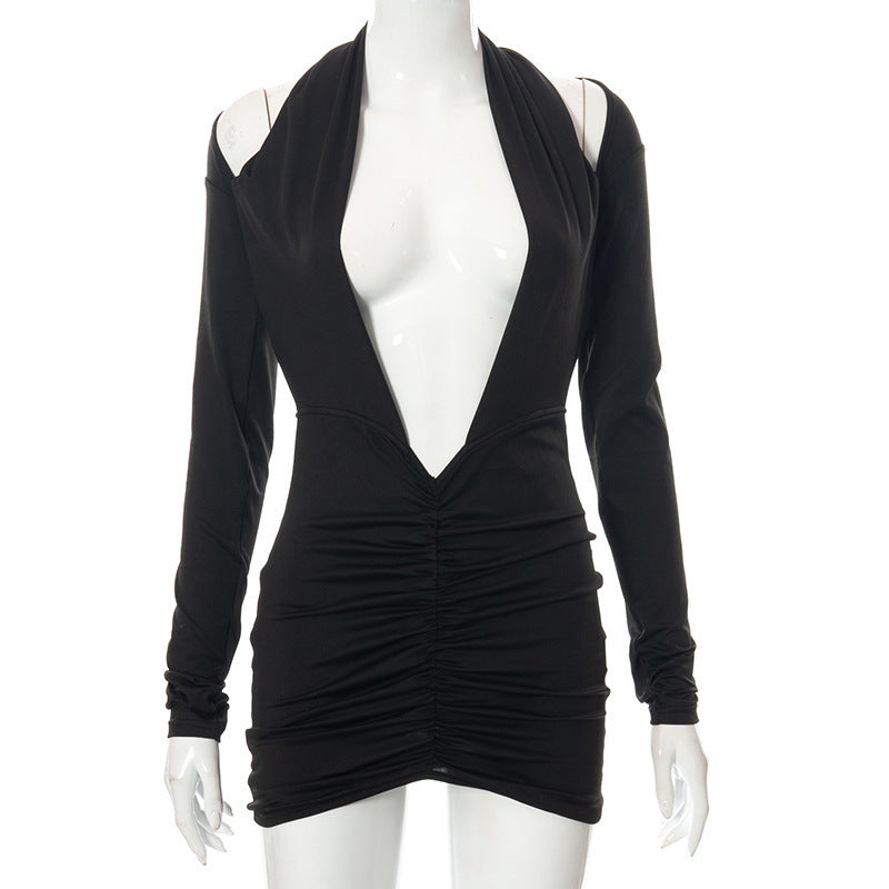 Damen Wickelkleid mit tiefem V-Ausschnitt und Raffungen R&B