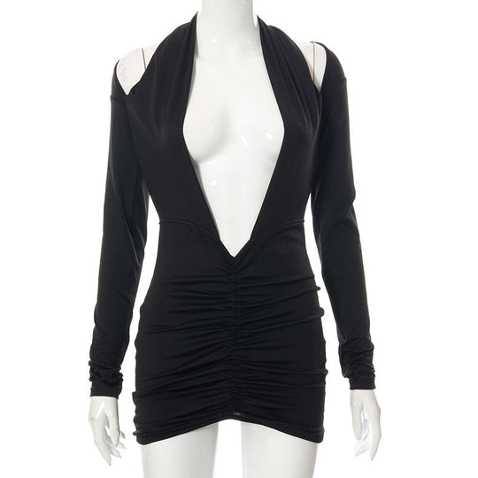 Damen Wickelkleid mit tiefem V-Ausschnitt und Raffungen R&B