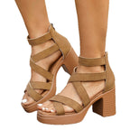 Damen Peep-Toe Riemchen-Heels mit Blockabsatz