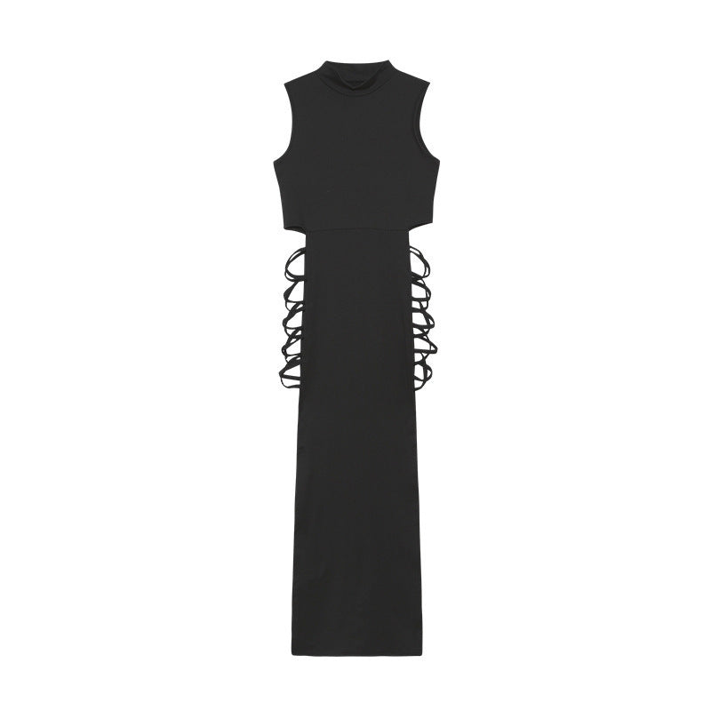 Damen Langärmliges Maxi-Kleid mit raffinierten Cut-Outs und Schnürdetails R&B
