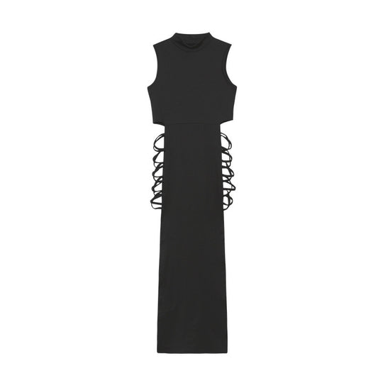 Damen Langärmliges Maxi-Kleid mit raffinierten Cut-Outs und Schnürdetails R&B
