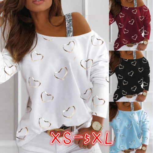 Damen modisches Sweatshirt mit herzförmigem Design und glitzernden Akzenten R&B