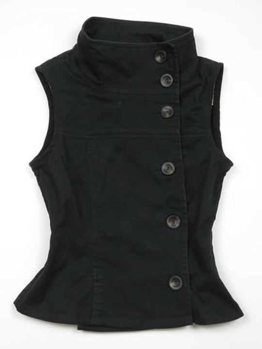 Damen Modische Blusen-Weste mit asymmetrischem Kragen und Knopfverschluss R&B