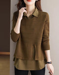 Damen Modischer Layered Pullover mit Struktur R&B