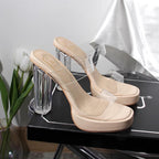 Damen transparente Plateau-Sandalen mit elegantem Blockabsatz R&B