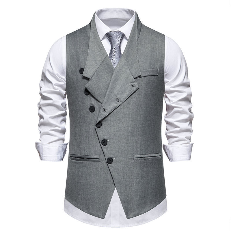 Herren elegante Anzugweste mit asymmetrischem Kragen und modernen Akzenten R&B