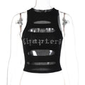 Damen Schulterfreies Cut-Out Top mit Glitzer-Print R&B