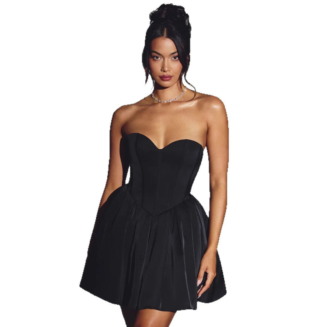 Damen Elegantes Taillen-Bustierkleid mit schwingendem Rock R&B