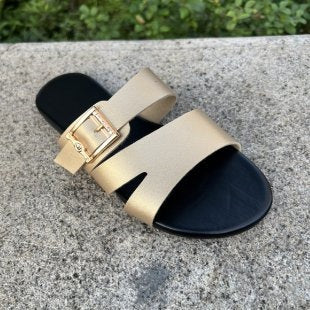 Damen Elegante und komfortable Riemchen-Sandalen mit schöner Schnallen-Applikation R&B