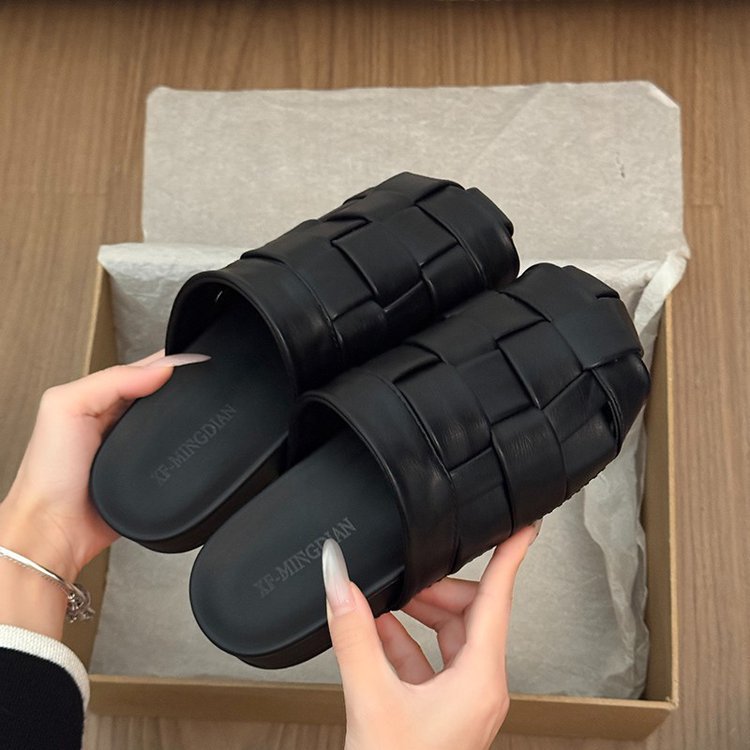 Damen modische Slipper mit geflochtenem Design und rutschfester Sohle R&B