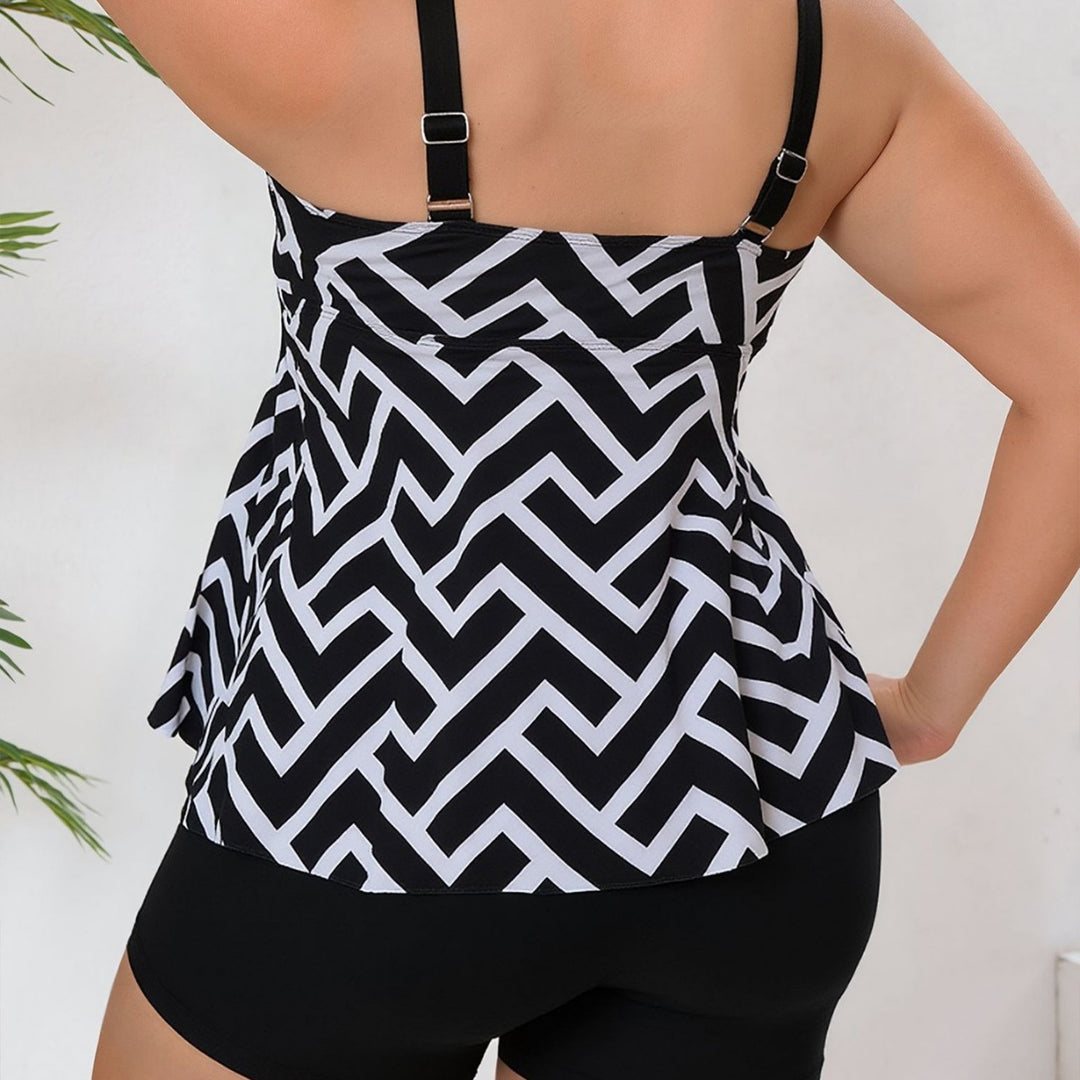 Damen Tankini-Set mit modischem geometrischem Muster R&B