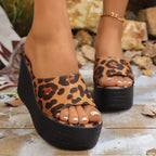 Damen Wedge-Pantoletten mit transparentem Riemen und rutschfester Sohle