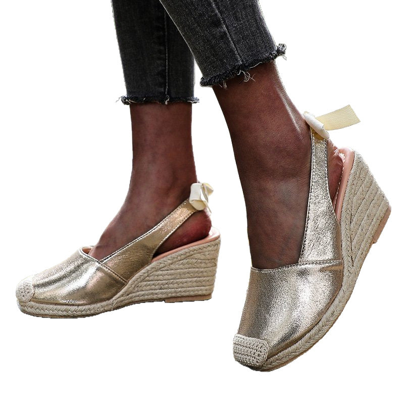 Damen Wedge-Sandaletten mit eleganter Schleifenapplikation R&B