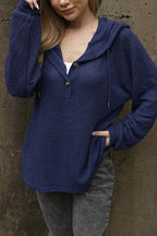 Damen lässiger Kapuzenpullover mit Knopfdetails