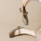 Damen elegante Ballerinas mit modischem Schnallenverschluss