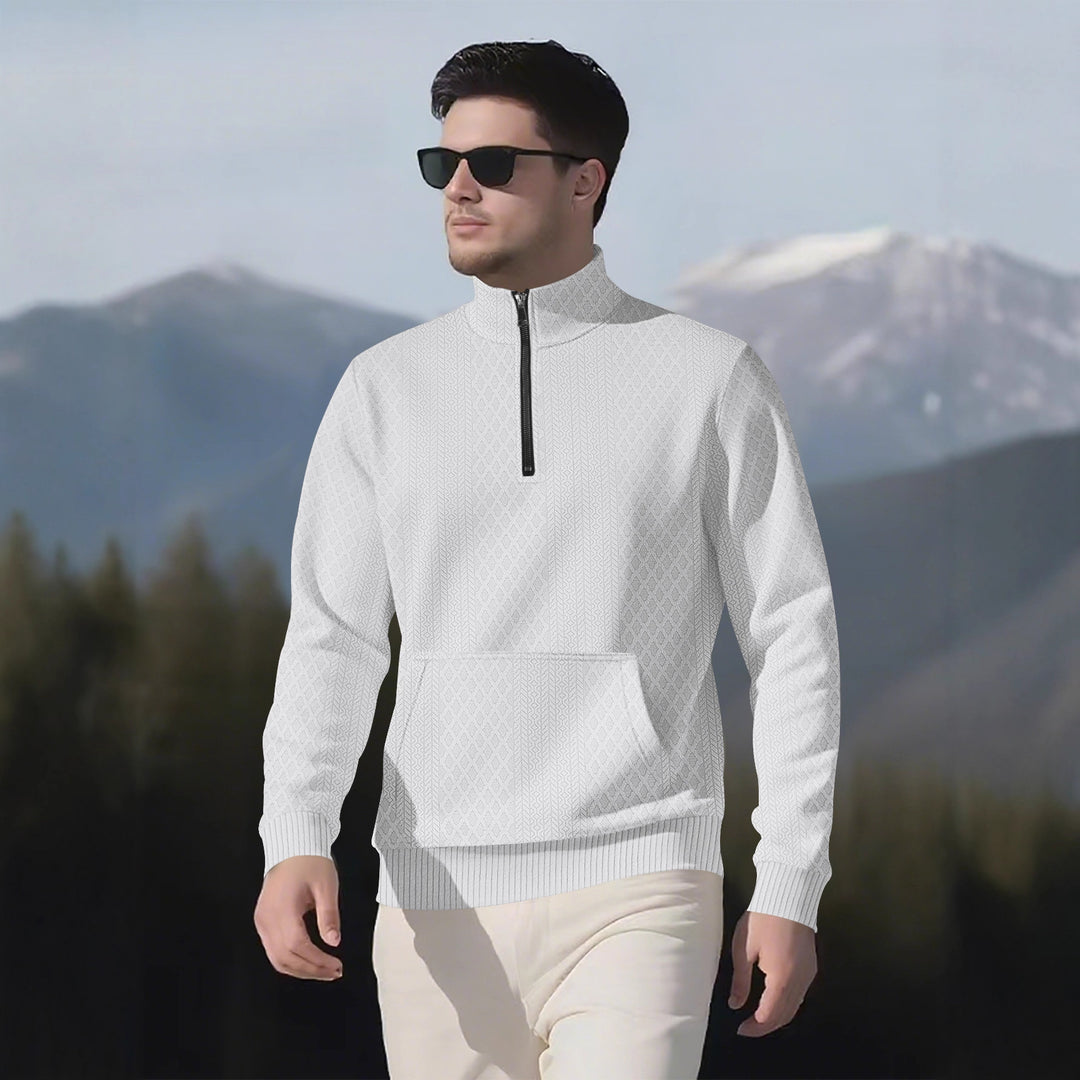 Herren Sweatpullover mit Stehkragen und praktischen Taschen R&B