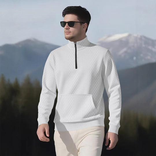 Herren Sweatpullover mit Stehkragen und praktischen Taschen R&B