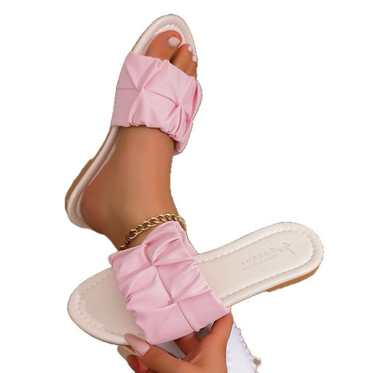 Damen Komfortable Riemchen-Sandalen mit modischem Falten-Design R&B