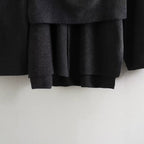 Damen schicke Wollumhangjacke mit asymmetrischem Schnitt und dekorativem Knopf R&B