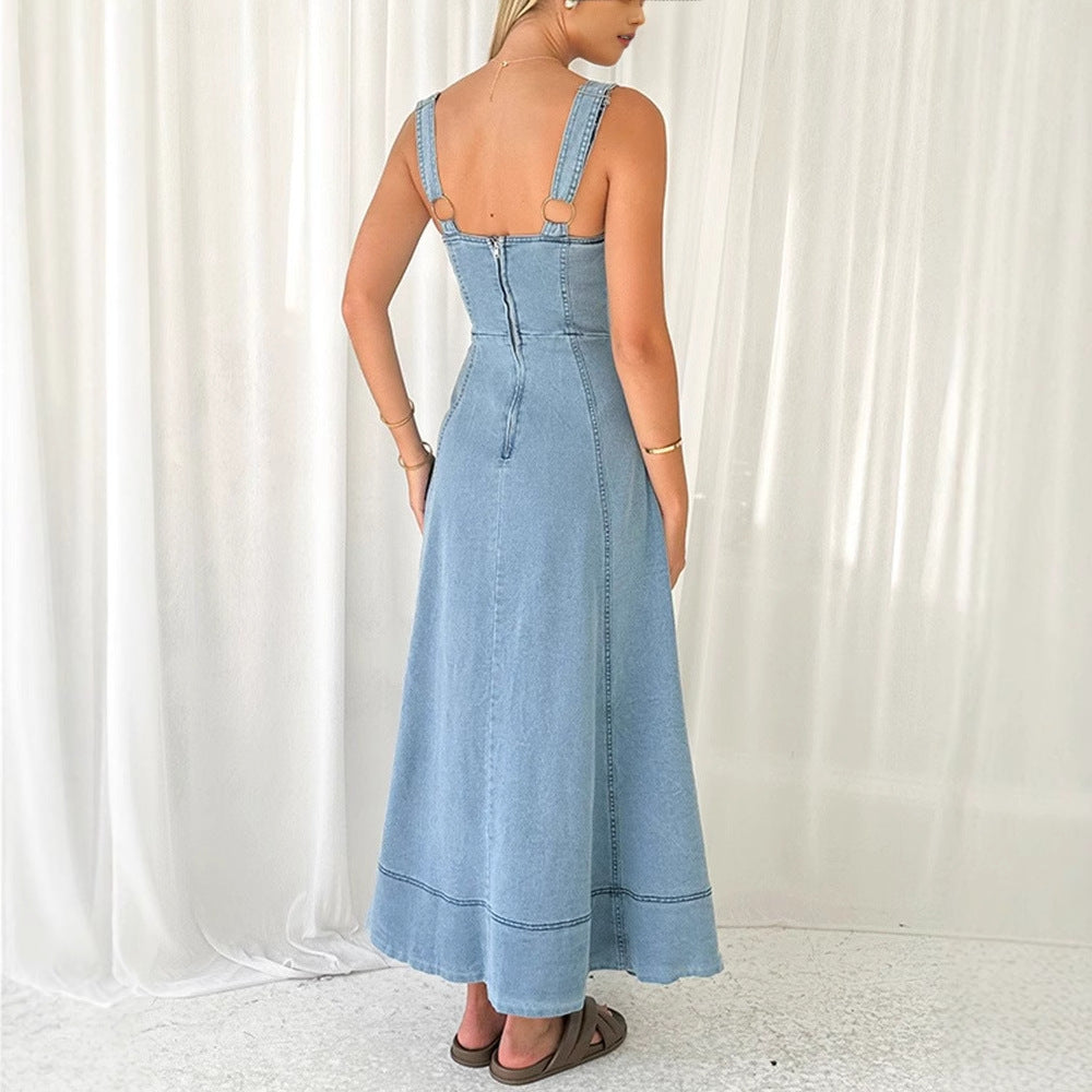 Damen Maxikleid mit Knopfdetails und praktischen Taschen R&B