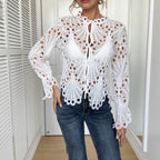 Damen Spitze Bluse mit eleganten Cut-Outs und figurschmeichelndem Design R&B