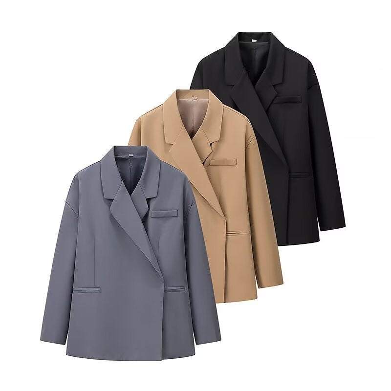 Damen elegante Oversize-Jacke mit schickem Revers R&B
