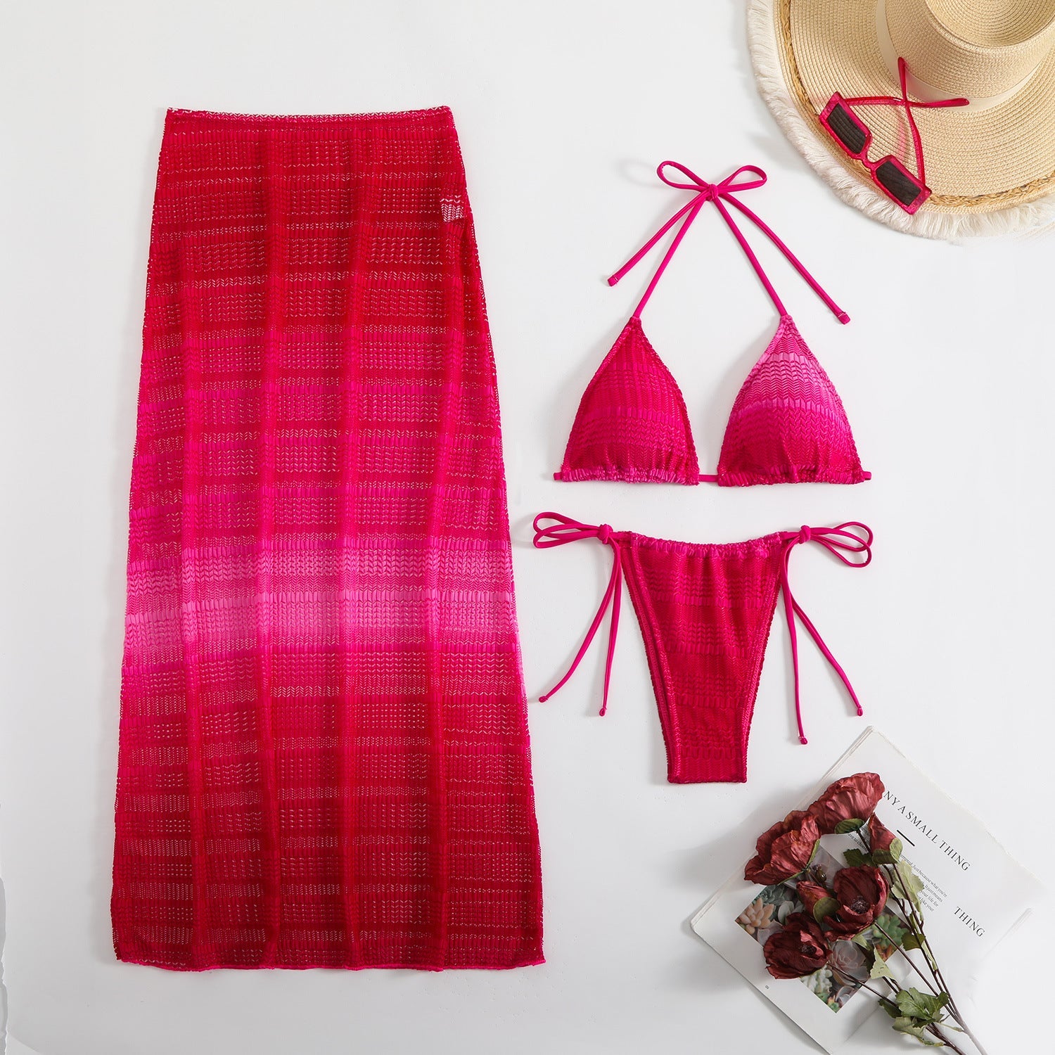 Damen Stilvolles Bikiniset mit transparentem Rock R&B