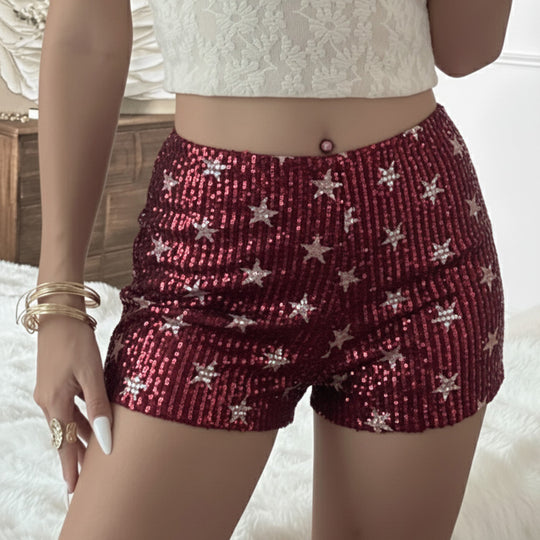 Damen Minirock mit funkelnden Pailletten und verspieltem Punktedesign R&B