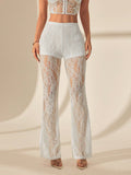 Damen Elegante Spitzenhose mit weit geschnittenem Bein R&B