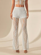 Damen Elegante Spitzenhose mit weit geschnittenem Bein R&B
