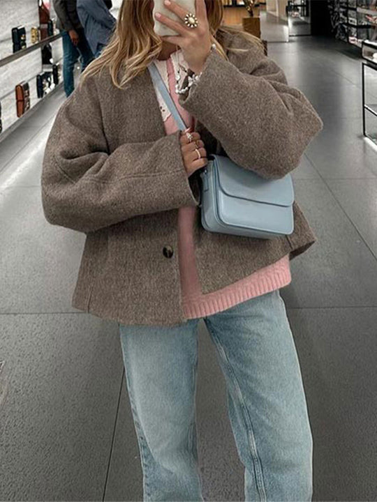 Damen lässige Wildlederjacke mit oversized Schnitt R&B