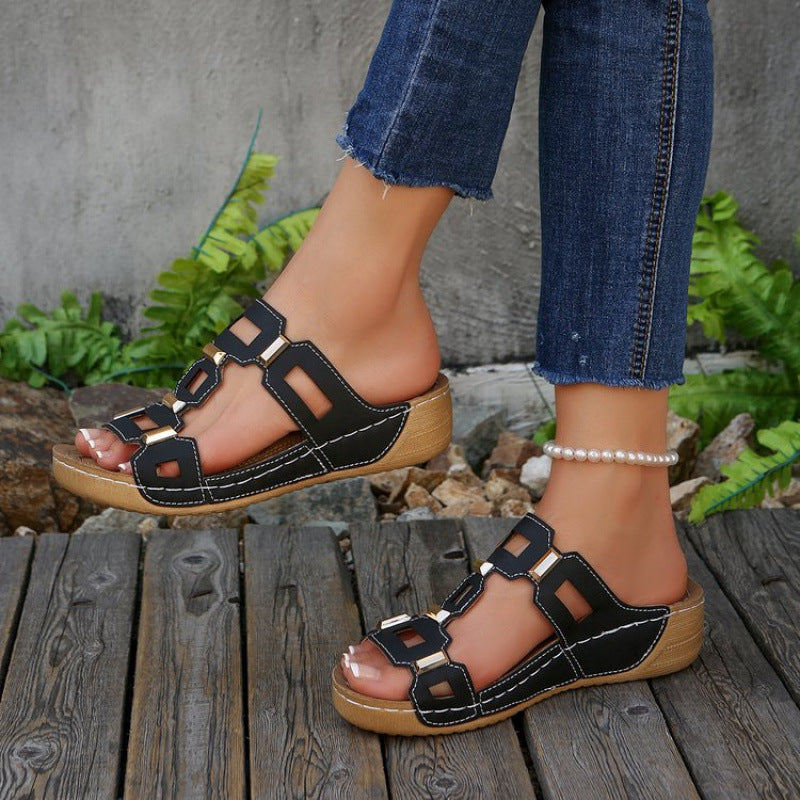 Damen komfortable Mules mit geflochtenem Riemendesign und anatomischem Fußbett R&B