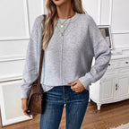 Damen legerer Strickpullover mit überschnittenen Schultern R&B