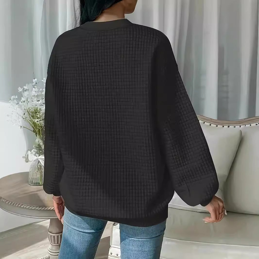 Damen Casual Oversized Pullover mit strukturiertem Design R&B