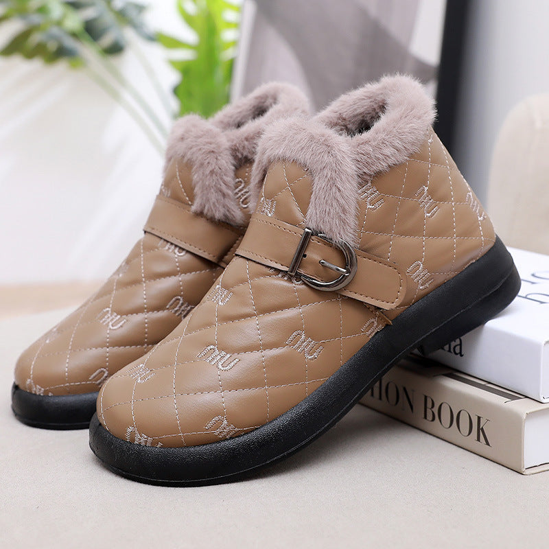 Damen Warme Fleecegefütterte Stiefeletten mit dekorativem Schnallenverschluss R&B