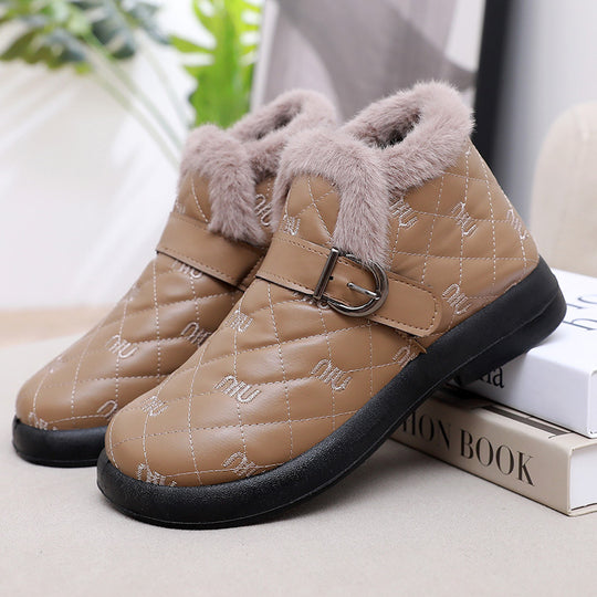 Damen Warme Fleecegefütterte Stiefeletten mit dekorativem Schnallenverschluss R&B