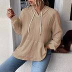 Damen Kapuzenpullover mit strukturiertem Muster und praktischer Kängurutasche R&B