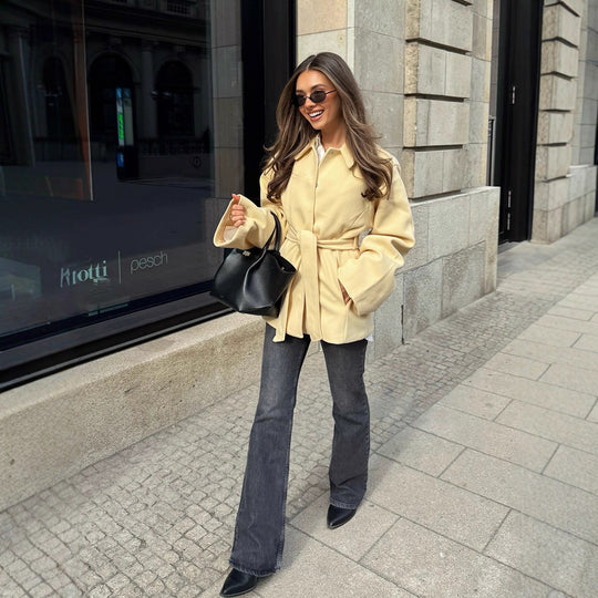 Damen Modische Blazerjacke mit Gürtel R&B